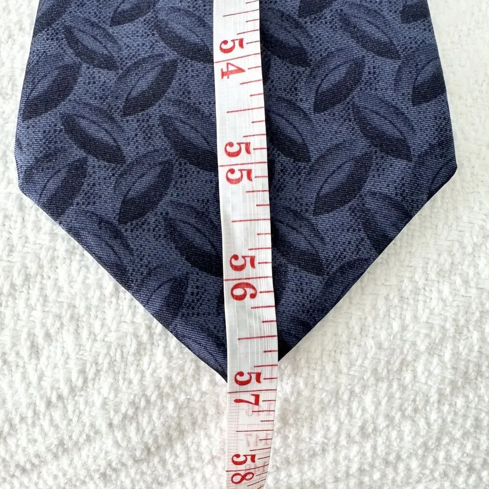 Henry Grethel Silk Necktie Blue Pattern Mens Tie Printed in Italy 4” Wide